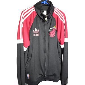 Vintage Miami Heat Jacket Mens XL NBA Full Zip NBA Warm Up Adidas 4 Pockets EUC